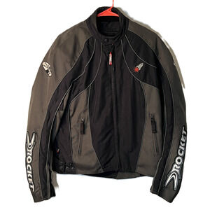 Joe Rocket Racing Jacket Mens Size M Padded Black Gray Lined Pockets Zip